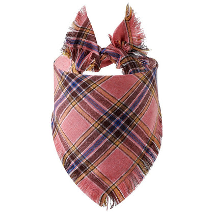 Plaid Tassel Triangle Scarf Pet Dog Pet