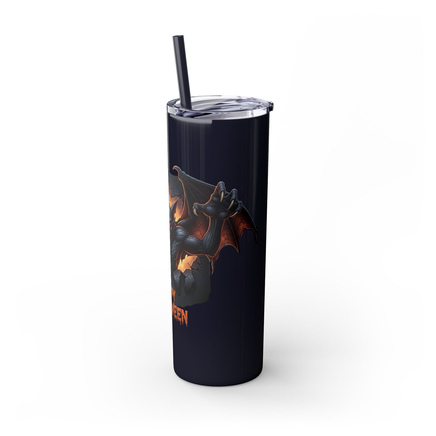 Halloween Gargoyle Skinny Tumbler with Straw, Spooky Drinkware, Perfect for Parties, Fall Decor, Trick or Treat Gifts