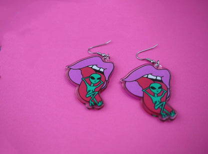 Acrylic Alien Earrings Spaceman Printed Earrings