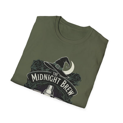 Midnight Brew Cocktail Club T-Shirt | Unisex Softstyle Tee, Barware Lovers Gift, Cocktail Party Attire, Fun Drinking Shirt, Night Out Wear