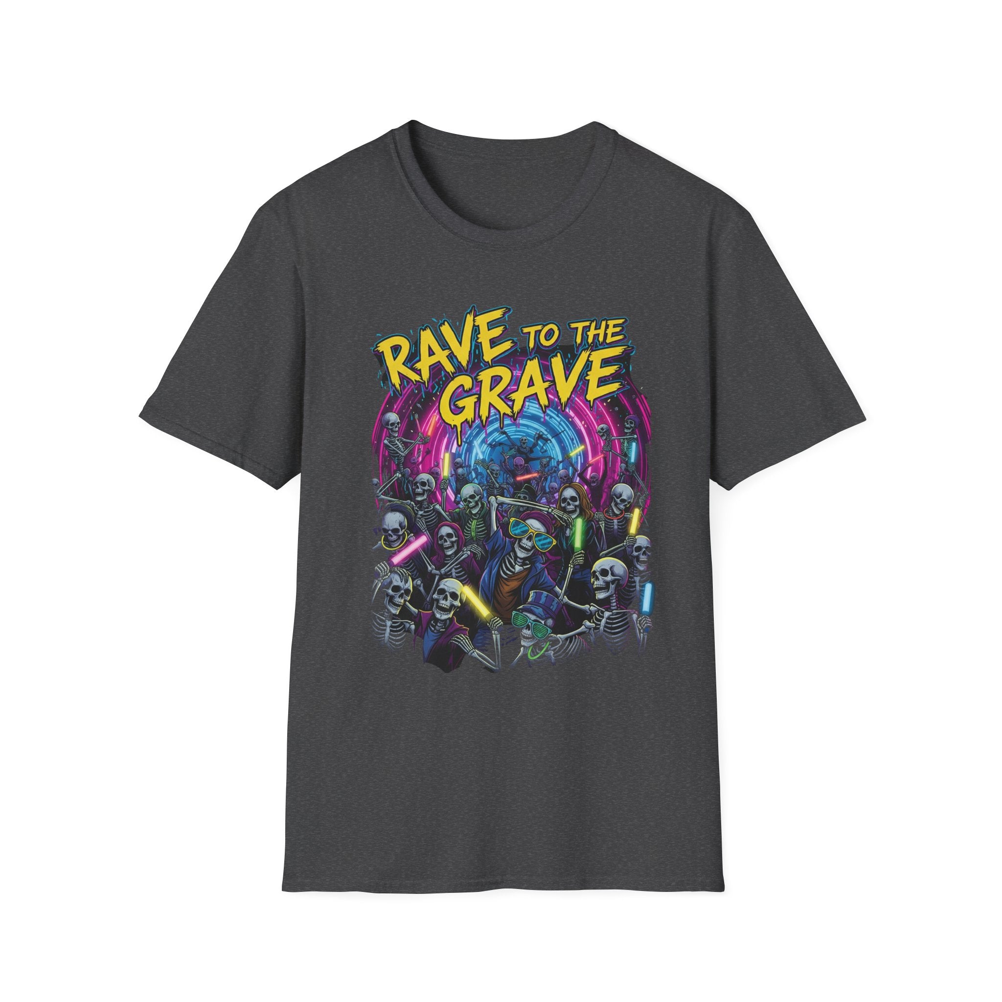 Rave to the Grave Unisex T-Shirt | Festival Wear, Halloween Costume, Gift for Party Lovers, Music Festival Tee, Graphic Shirt
