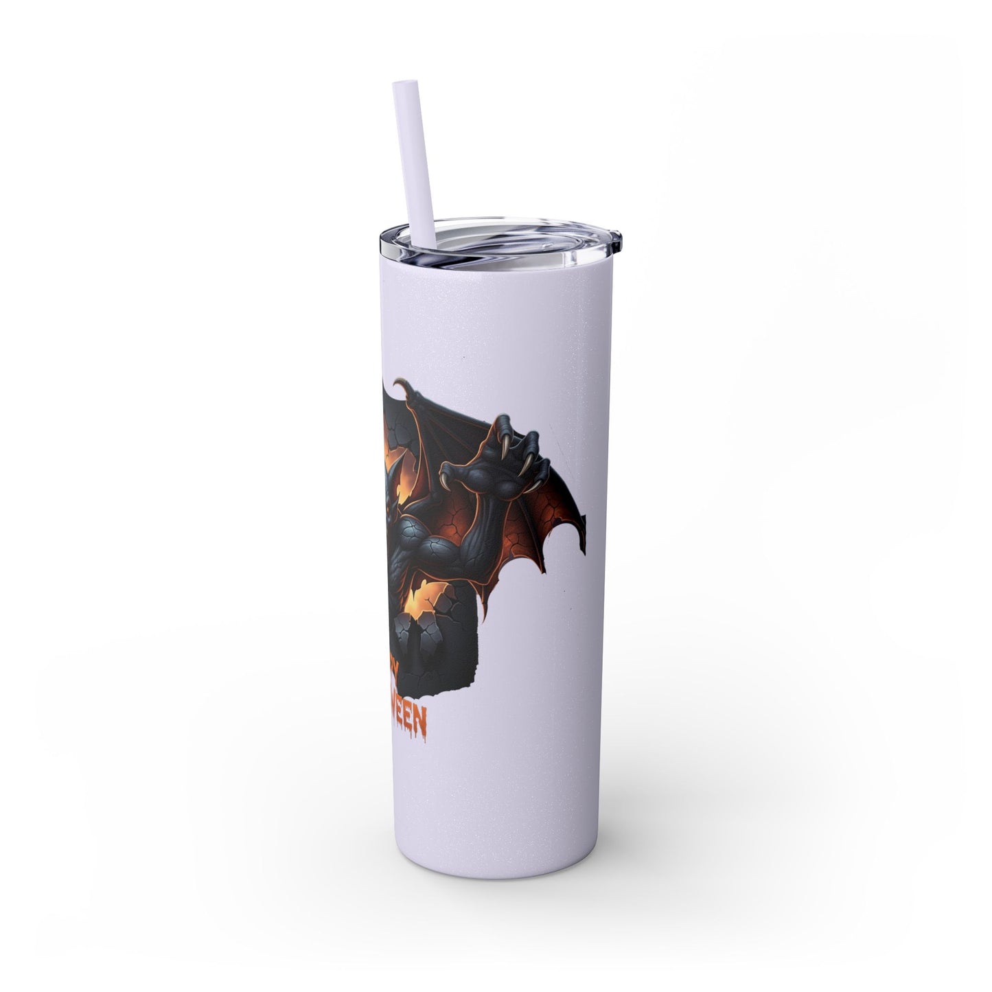 Halloween Gargoyle Skinny Tumbler with Straw, Spooky Drinkware, Perfect for Parties, Fall Decor, Trick or Treat Gifts