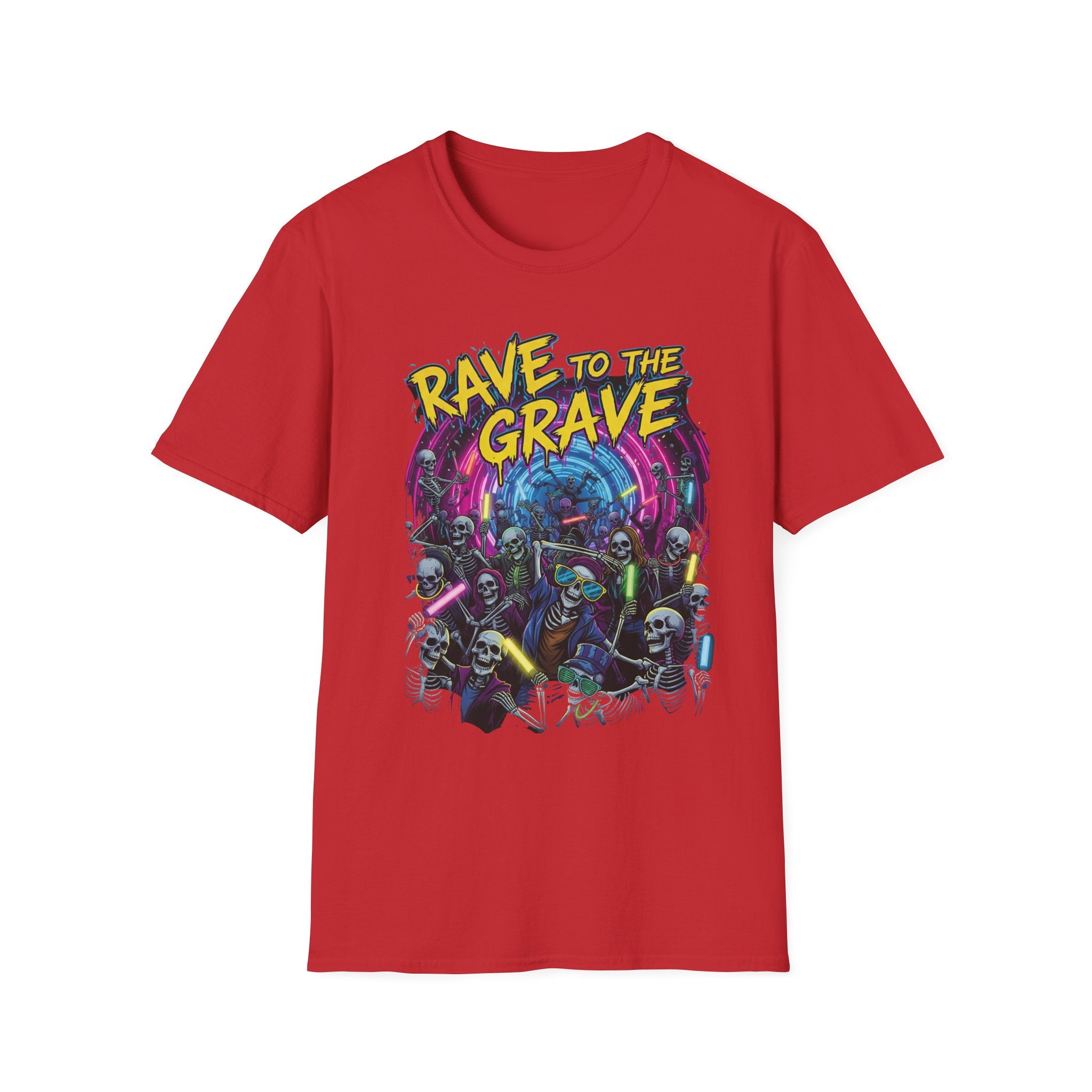 Rave to the Grave Unisex T-Shirt | Festival Wear, Halloween Costume, Gift for Party Lovers, Music Festival Tee, Graphic Shirt