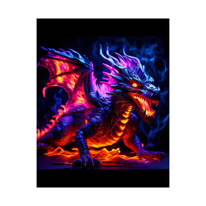 UV Black Light Reactive Neon Glow Dragon Matte Vertical Posters