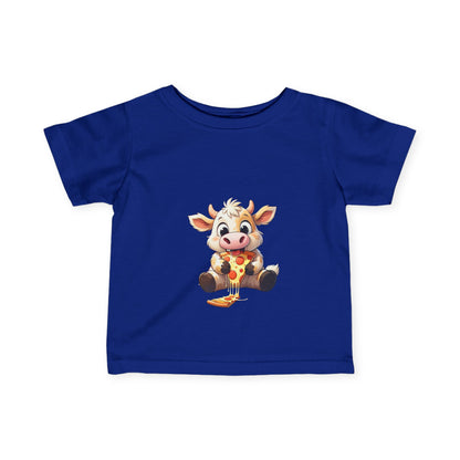 Cute Pizza Cow Design Infant Tee - Fun and Playful Baby Shirt