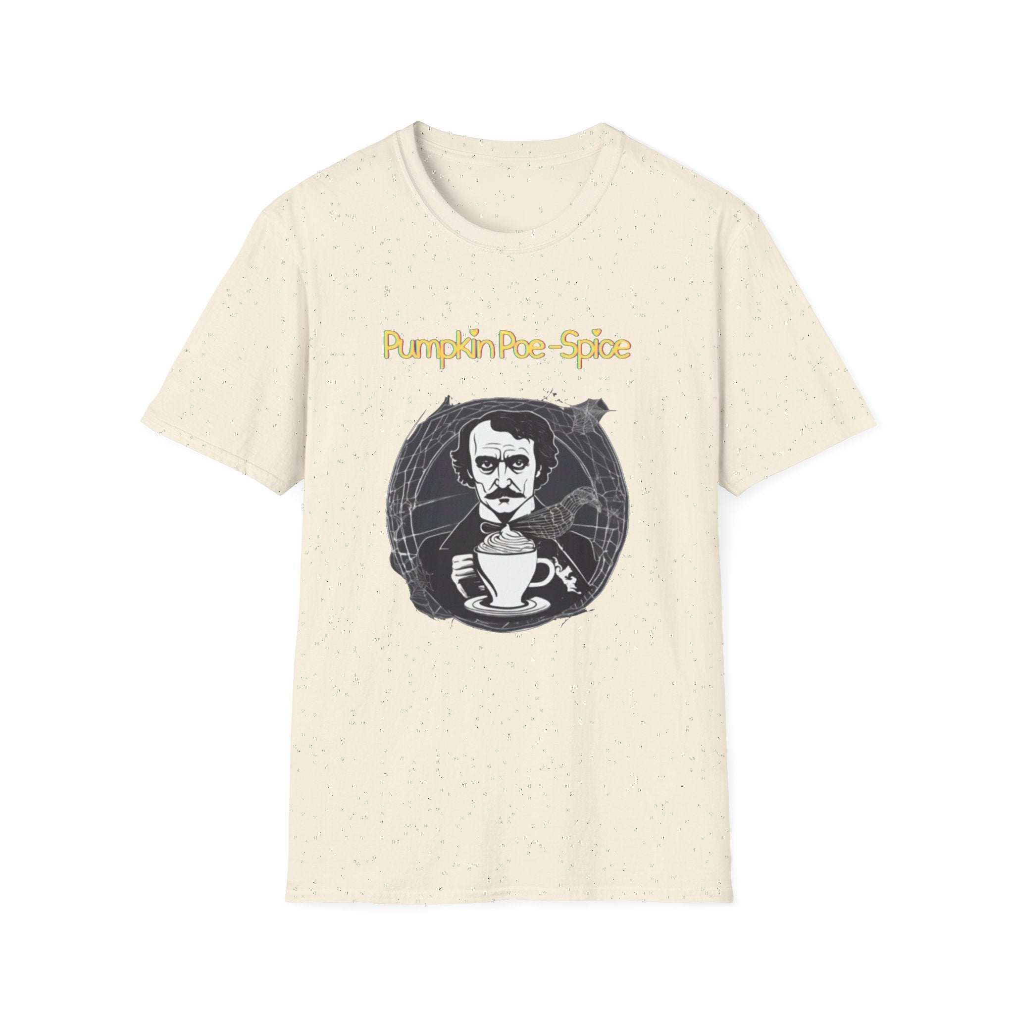 Pumpkin Poe-Spice Unisex Softstyle T-Shirt, Autumn Tee, Edgar Allan Poe Fans, Halloween Gift, Cozy Fall Apparel, Literary T-Shirt