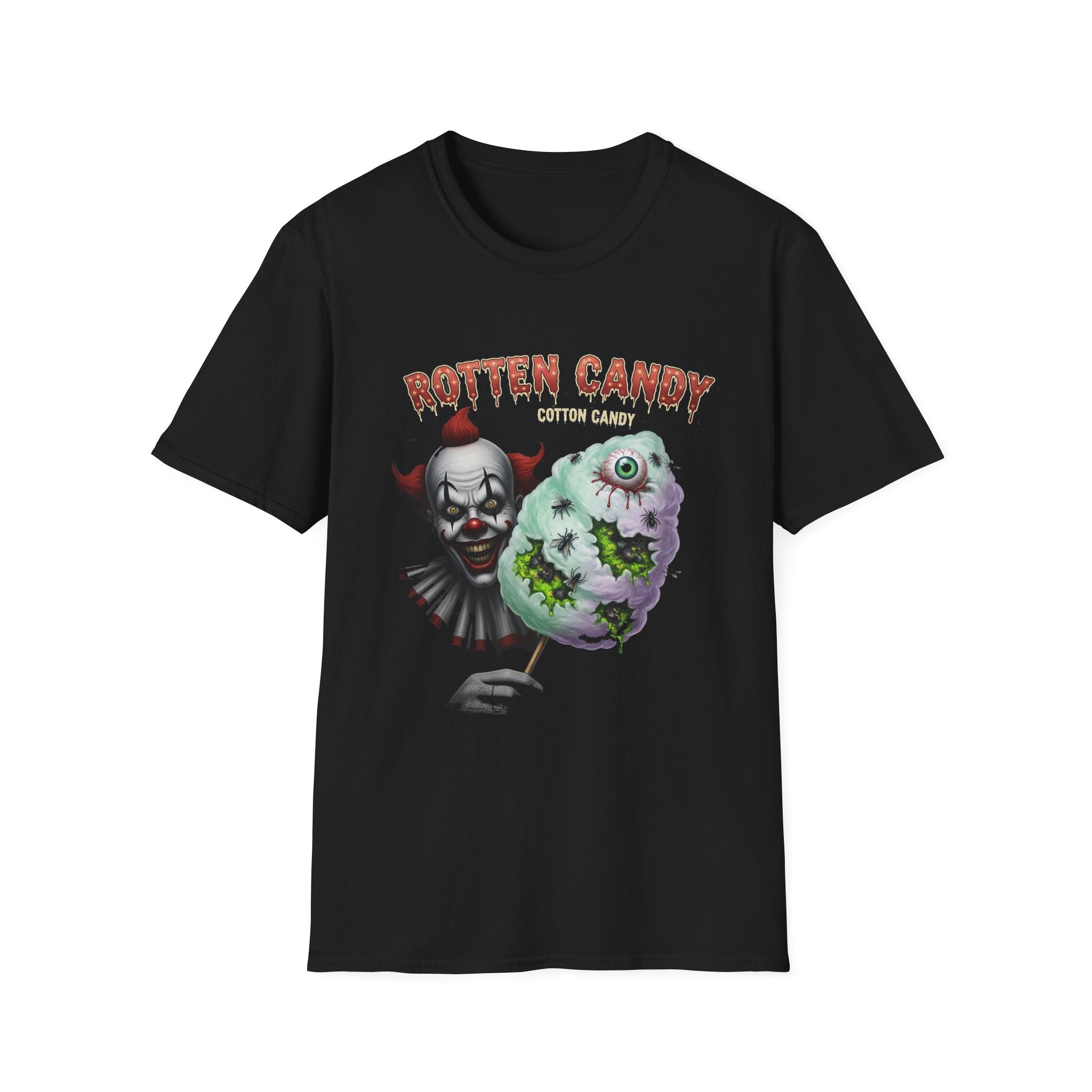 Rotten Candy Clown T-Shirt | Halloween Apparel, Unisex Graphic Tee, Spooky Shirt, Fun Costume Top, Carnival Theme Gift