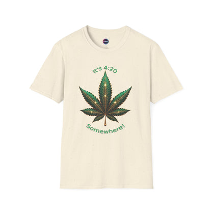 It's 420 Somewhere Vibes Unisex T-Shirt - Perfect for Cannabis Enthusiasts, Gifts, Festivals, Casual Wear, and Celebrations! - S-Mart Shop Smart Treasures