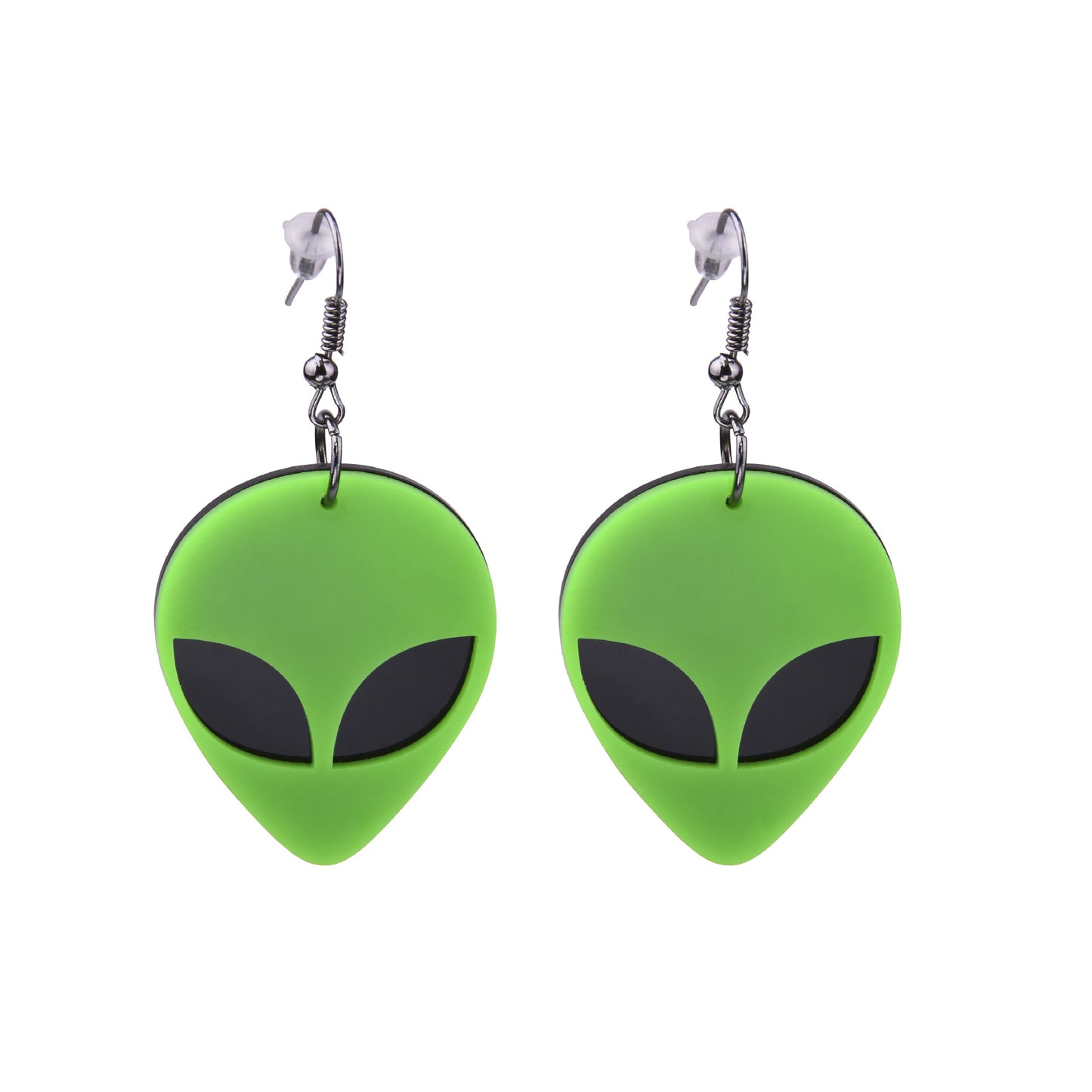 Green Happy Alien  - Festival Earrings