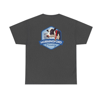 Horningford Creamery Unisex Heavy Cotton Tee - Farm Fresh Design with Cow Graphic