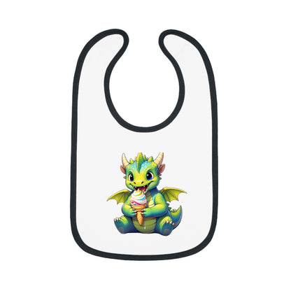 Cute Dragon Baby Bib with Contrast Trim - Perfect for Mealtime Fun