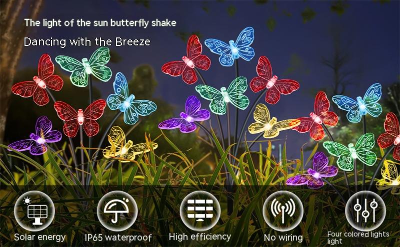 Solar Butterfly Outdoor Yard Lamp