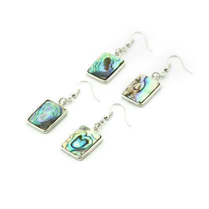 Natural Abalone Colorful Shell Rectangular Edging Ethnic Style Jewelry Earrings