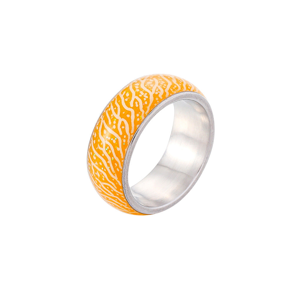 Glow Cracked Stainless Steel Ring