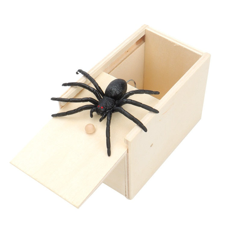 Simulation Spider Scared Wooden Box Spoof Spider Creative Tricky