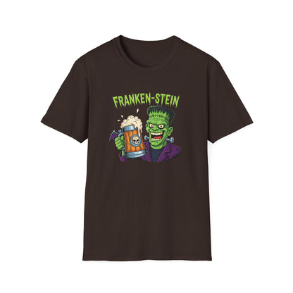 Franken-stein Beer T-Shirt, Spooky Halloween Apparel, Unisex Graphic Tee, Monster Mash Party Shirt, Halloween Costume Top, Beer Lover Gift