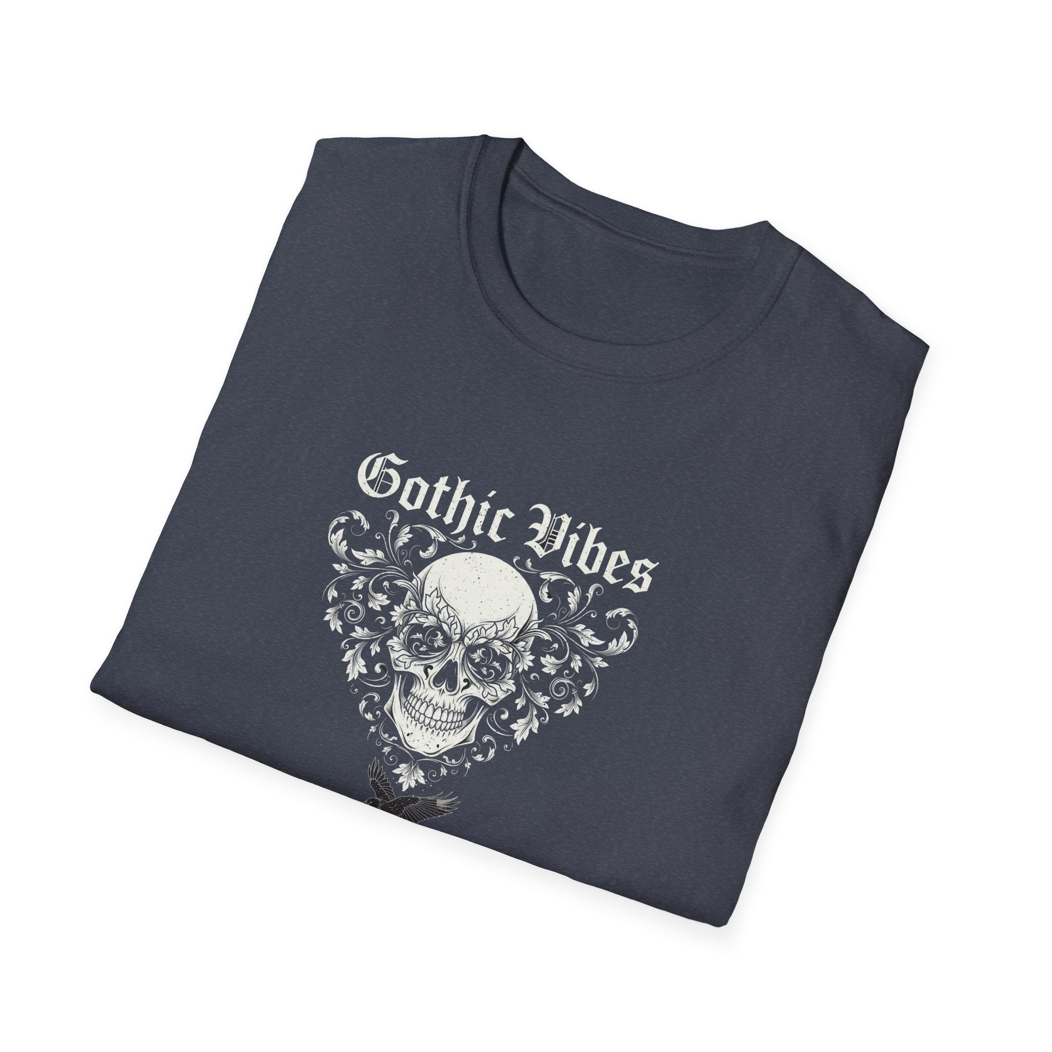 Gothic Vibes T-Shirt, Unisex Softstyle Tee for Alternative Style, Dark Aesthetic Apparel, Great for Festivals and Halloween