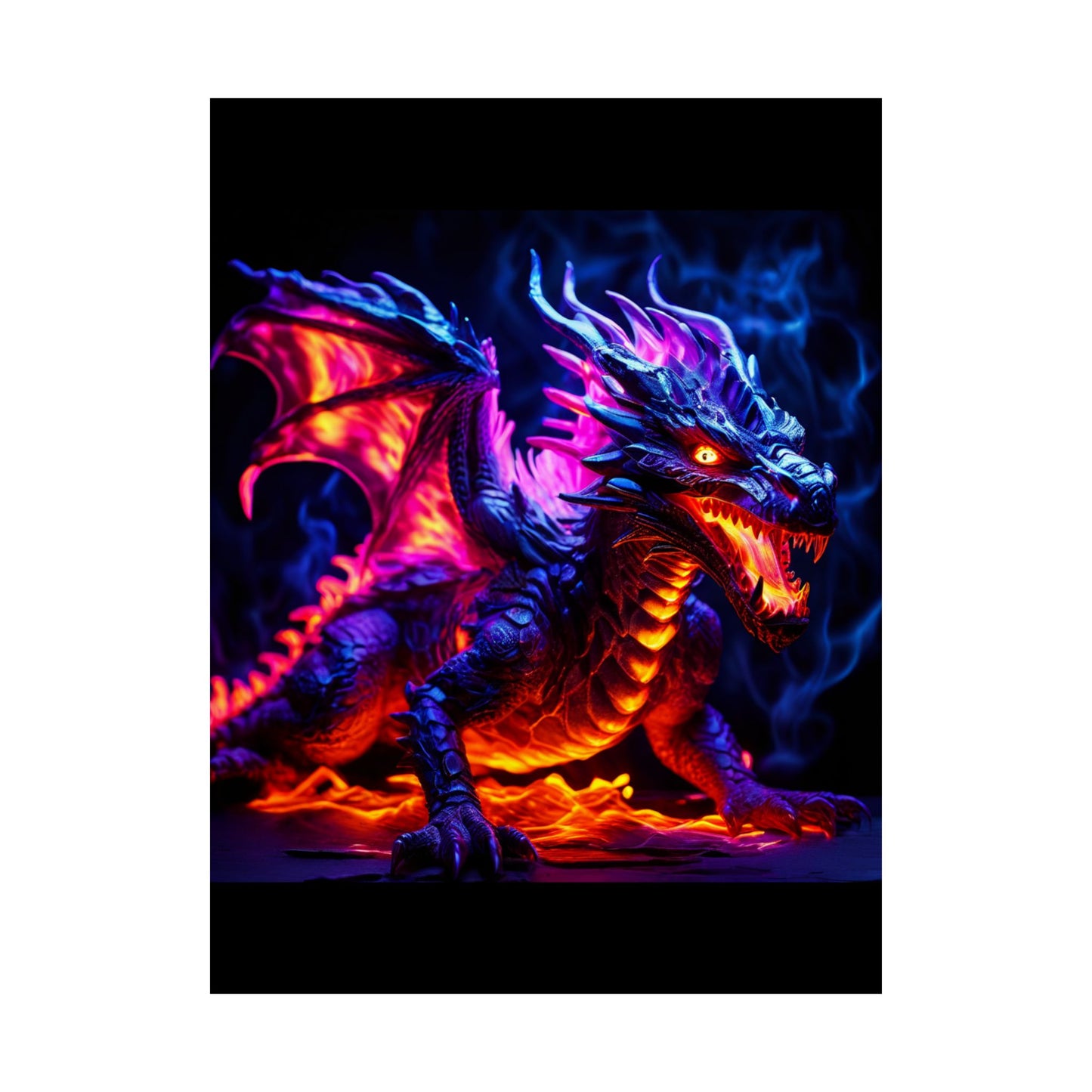 UV Black Light Reactive Neon Glow Dragon Matte Vertical Posters