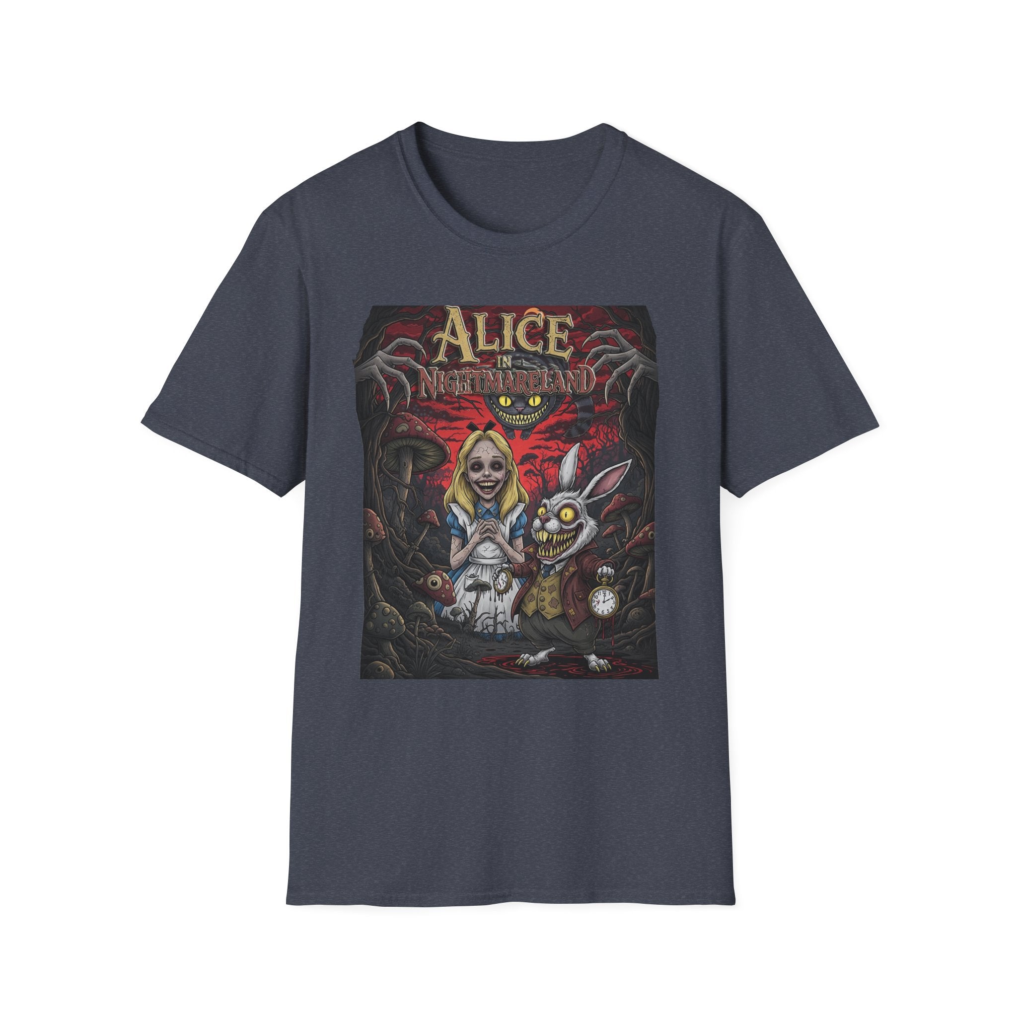 Alice in Nightmareland T-Shirt, Unisex Graphic Tee, Horror Theme Shirt, Perfect for Halloween, Alice in Wonderland Fans, Gift Idea