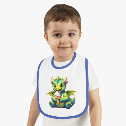 Cute Dragon Baby Bib with Contrast Trim - Perfect for Mealtime Fun