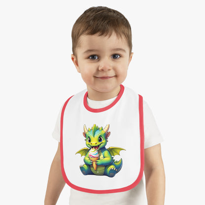 Cute Dragon Baby Bib with Contrast Trim - Perfect for Mealtime Fun