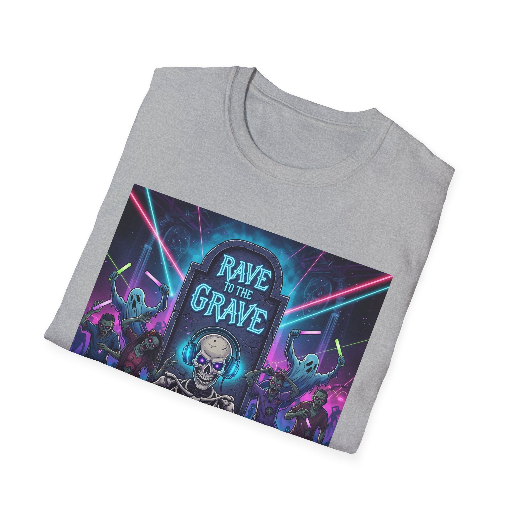 Rave to the Grave T-Shirt | Unisex Graphic Tee, Festival Wear, Halloween Costume, Edgy Apparel, Music Lovers