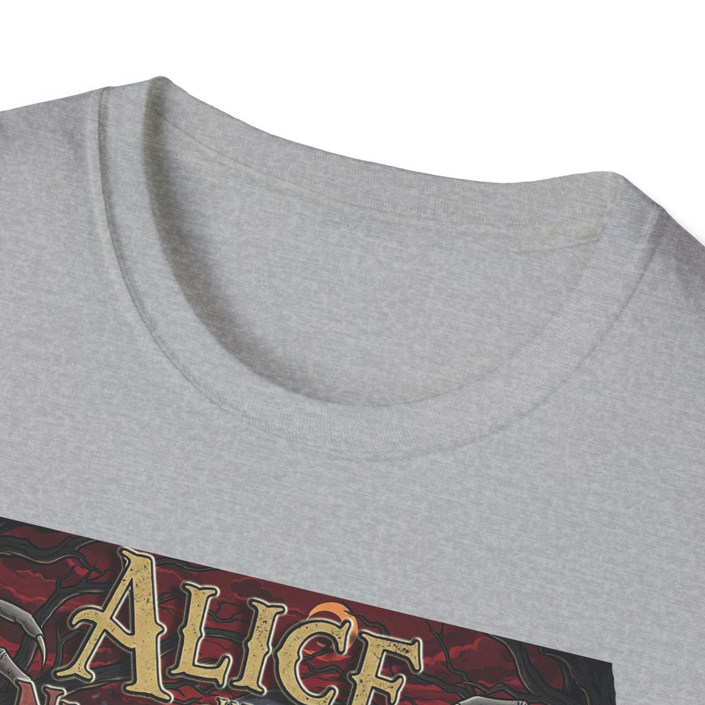 Alice in Nightmareland T-Shirt, Unisex Graphic Tee, Horror Theme Shirt, Perfect for Halloween, Alice in Wonderland Fans, Gift Idea