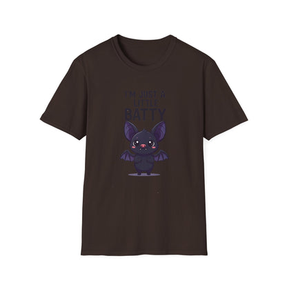 Cute I'm Just A Little Batty Graphic Tee, Funny Halloween T-Shirt, Gift for Bat Lovers, Unisex Softstyle Shirt, Quirky Casual Wear