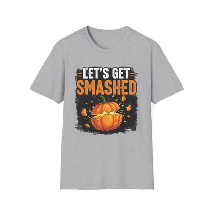Halloween Pumpkin Lets Get Smashed Graphic T-Shirt, Fall Unisex Tee, Let's Get Smashed Halloween Shirt, Casual Halloween Apparel, Fun Pumpkin Shirt