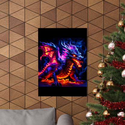 UV Black Light Reactive Neon Glow Dragon Matte Vertical Posters