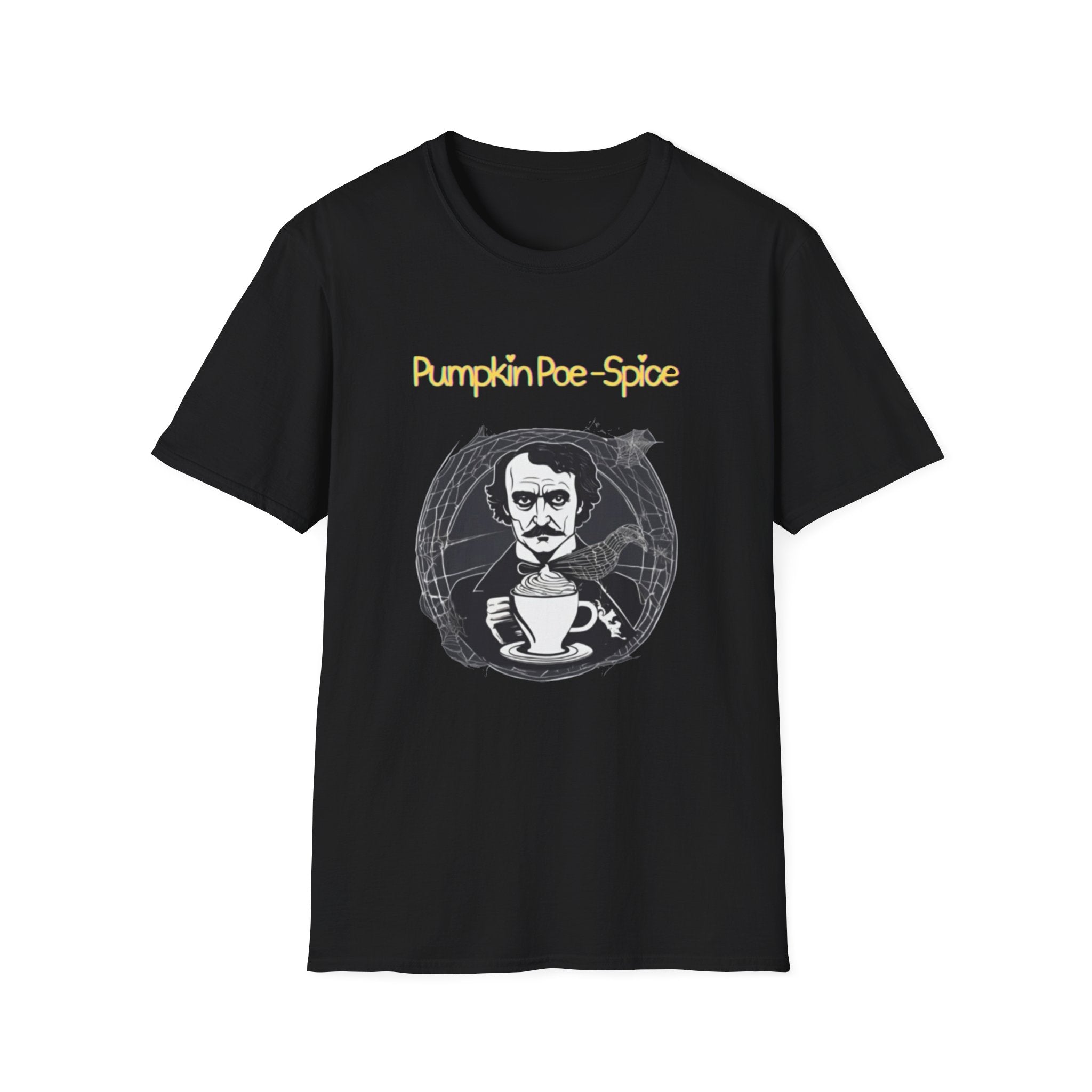 Pumpkin Poe-Spice Unisex Softstyle T-Shirt, Autumn Tee, Edgar Allan Poe Fans, Halloween Gift, Cozy Fall Apparel, Literary T-Shirt