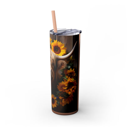 Highland Cow Skinny Tumbler with Straw, 20oz