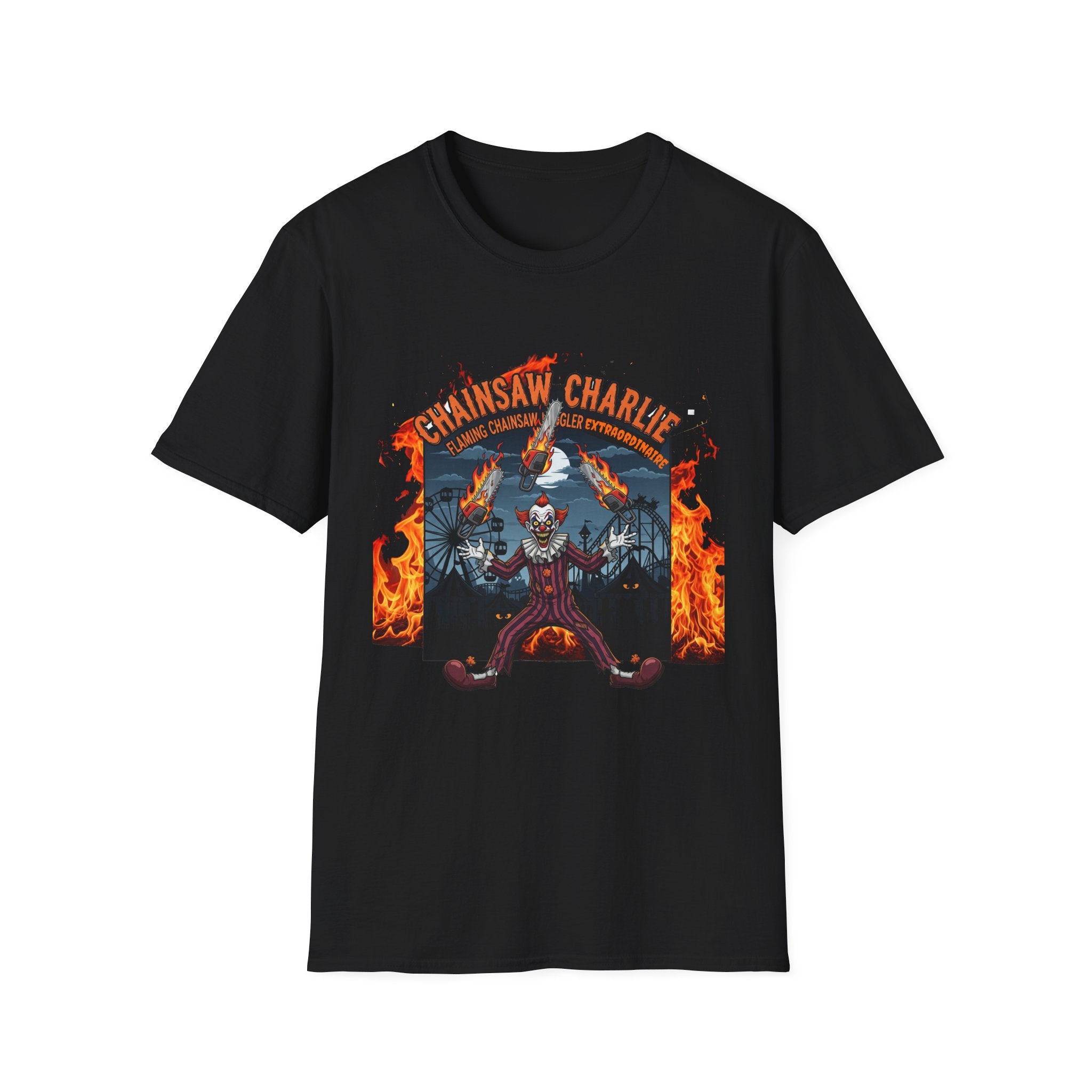 Unisex Graphic Tee - Chainsaw Charlie Halloween Shirt, Spooky T-Shirt for Costume Parties, Vintage Horror Apparel, Unisex Softstyle [...]