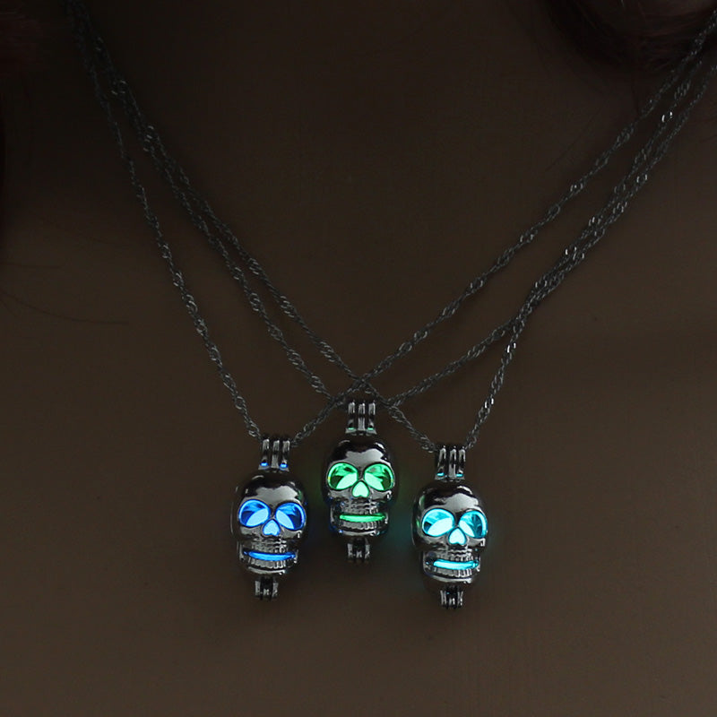 Halloween multi-colored glow-in-the-dark Skeleton hollow-out diy necklace