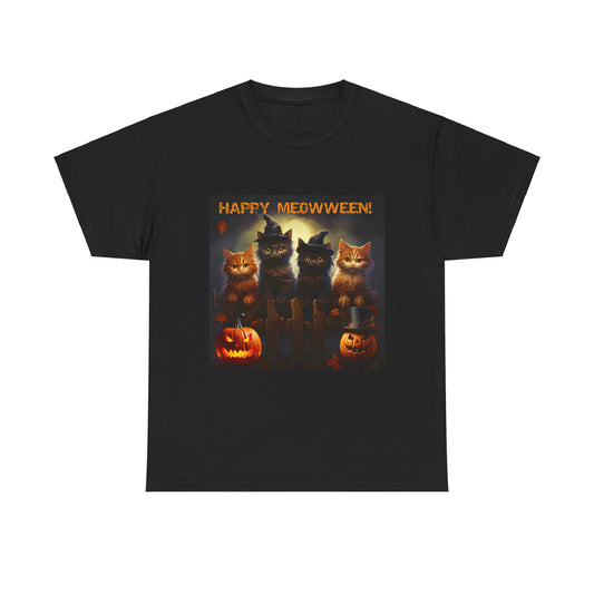 Happy Meowween Unisex Heavy Cotton Tee