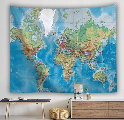 World map tapestry