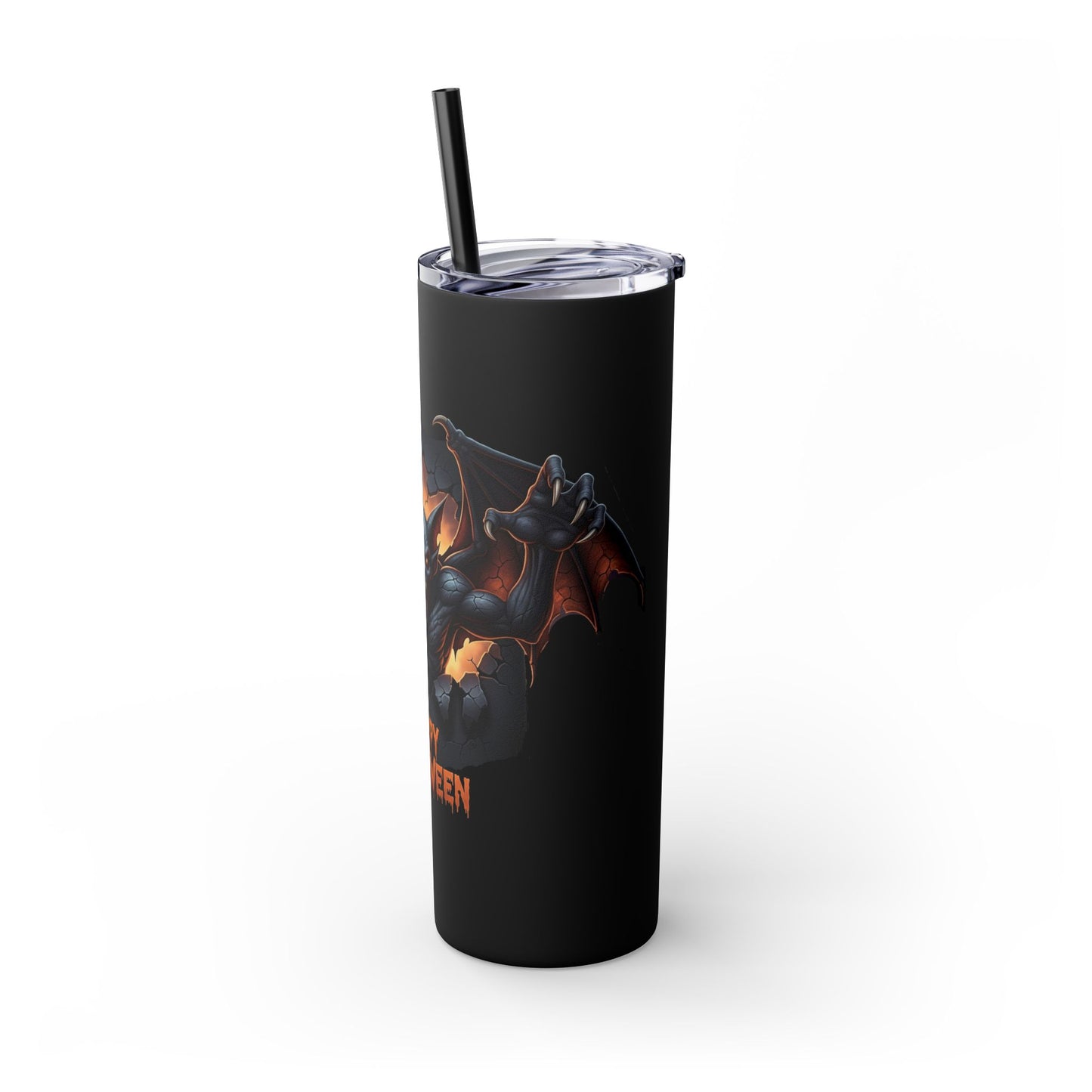 Halloween Gargoyle Skinny Tumbler with Straw, Spooky Drinkware, Perfect for Parties, Fall Decor, Trick or Treat Gifts
