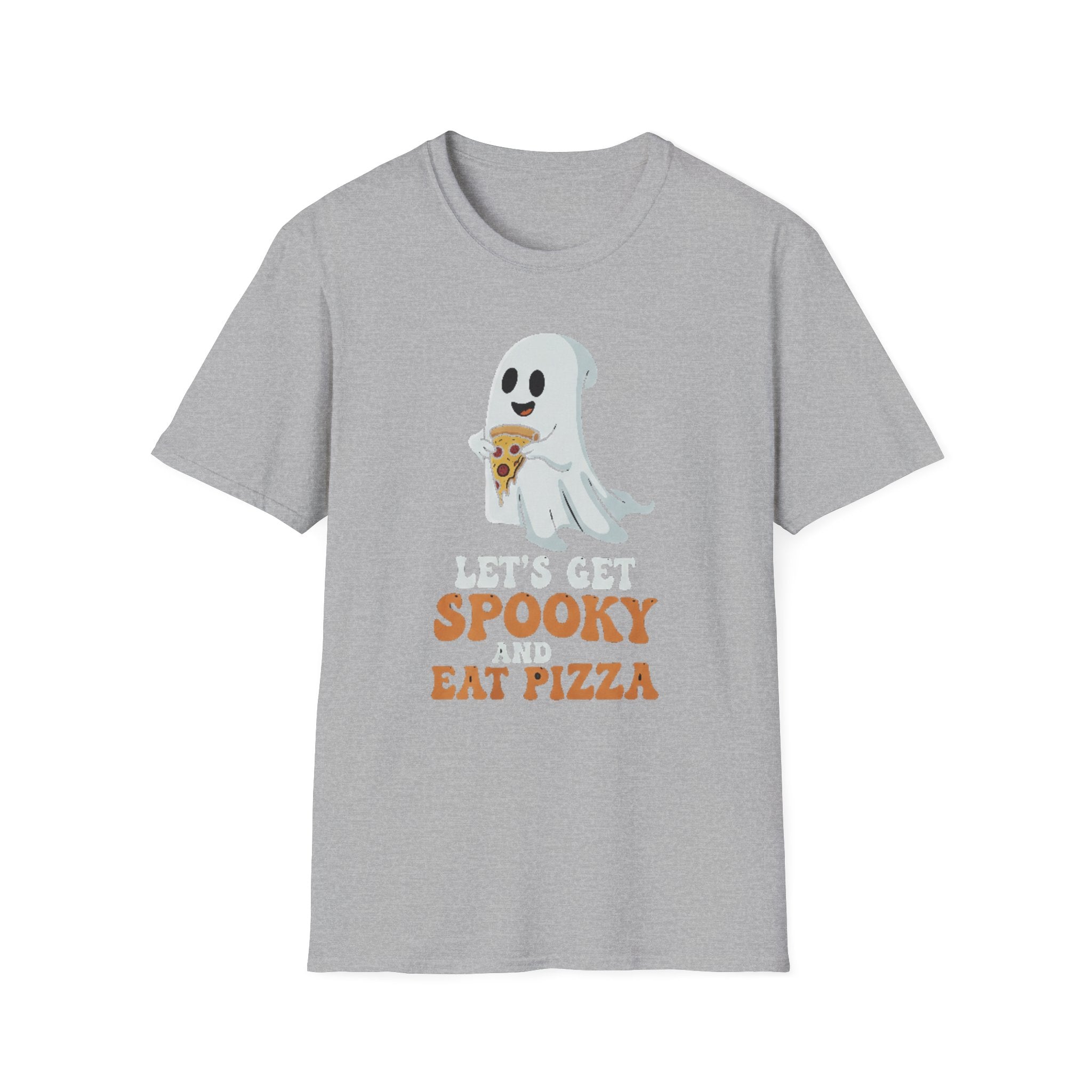 Spooky Pizza T-Shirt, Cute Halloween Shirt, Ghost Graphic Tee, Unisex Casual Wear, Gifts for Halloween Lovers