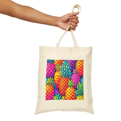 Rainbow pineapple Cotton Canvas Tote Bag