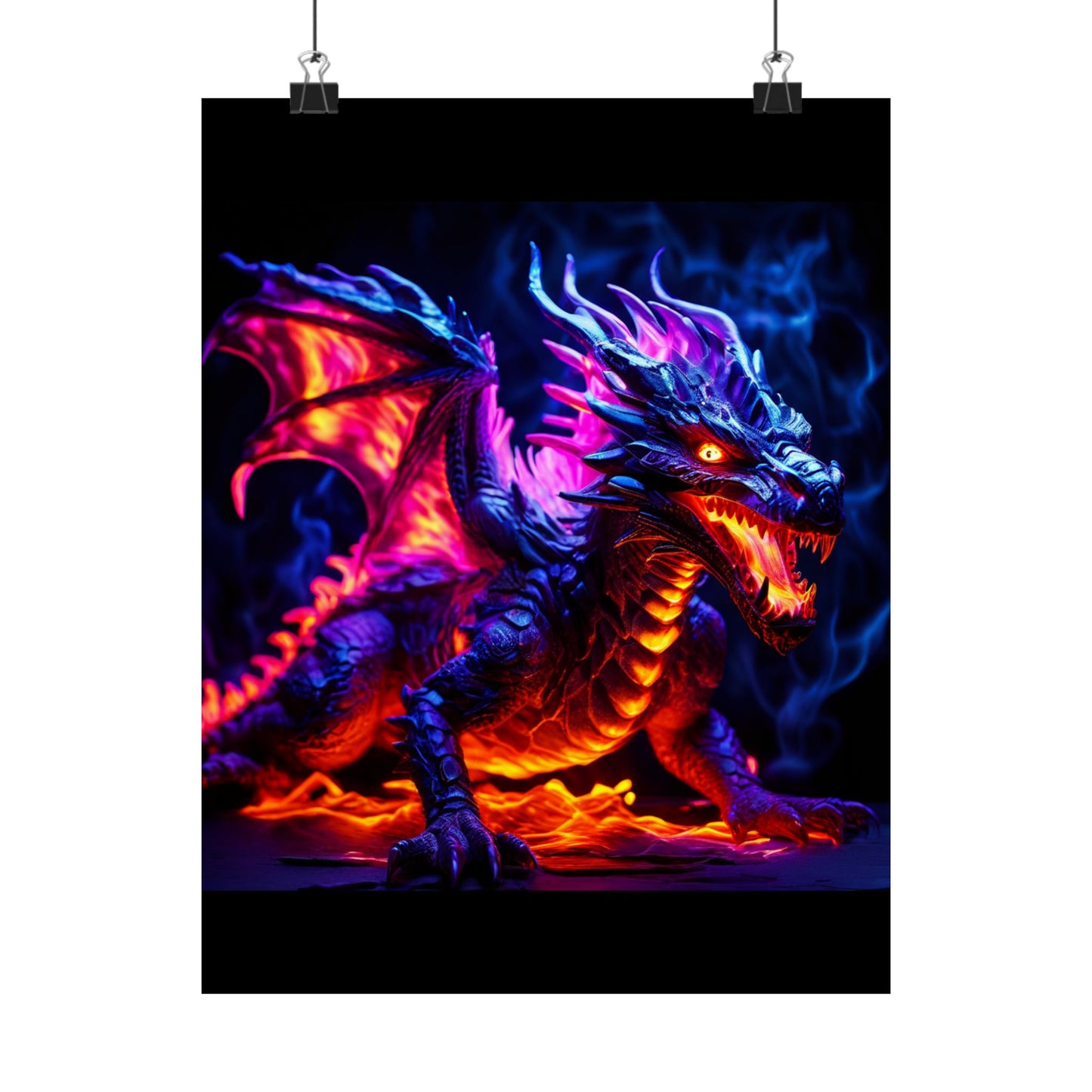 UV Black Light Reactive Neon Glow Dragon Matte Vertical Posters