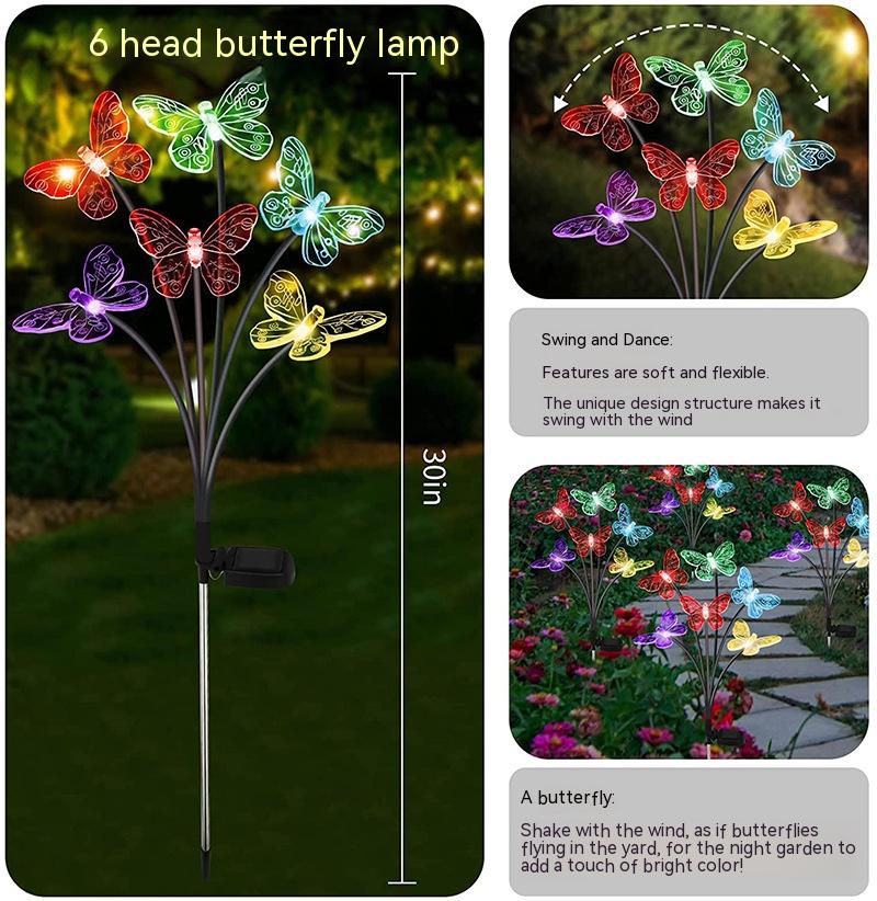 Solar Butterfly Outdoor Yard Lamp