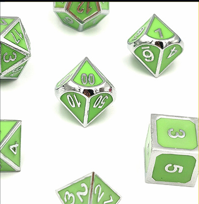 Luminous metal faceted dice