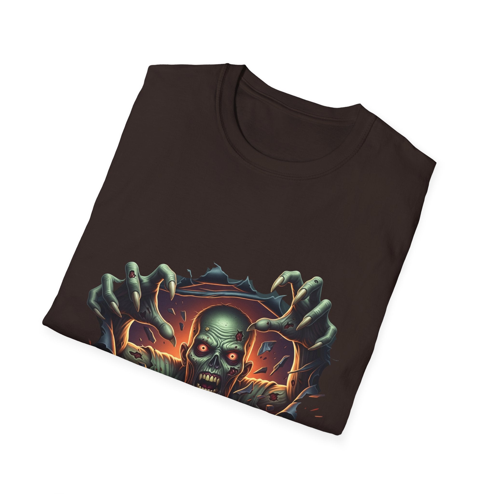 3D Spooky Zombie Graphic T-Shirt, Halloween Shirt, Unisex Softstyle Tee, Gift for Horror Fans, Casual Wear, Creepy Apparel