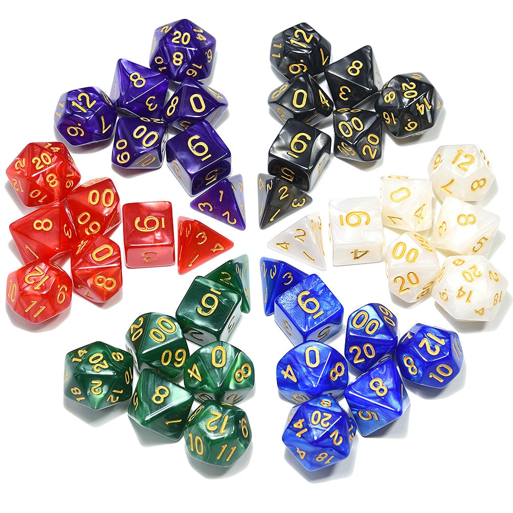 7 sets of multi faced digital dice.