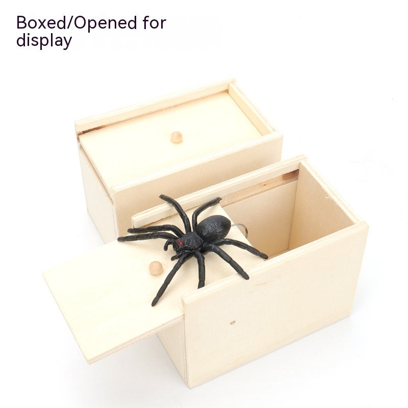 Simulation Spider Scared Wooden Box Spoof Spider Creative Tricky