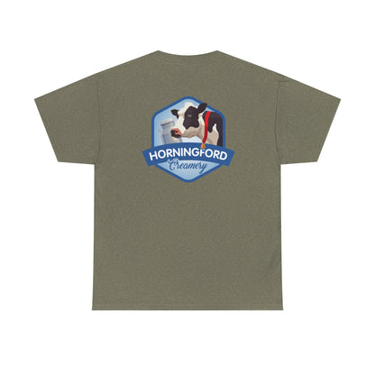 Horningford Creamery Unisex Heavy Cotton Tee - Farm Fresh Design with Cow Graphic