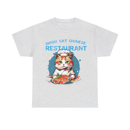 Sushi Cat Chinese Unisex Heavy Cotton Tee