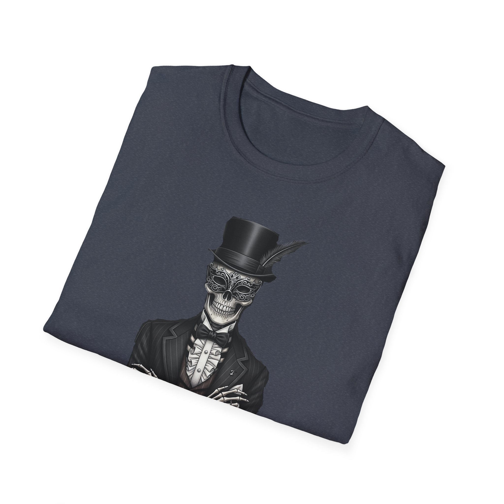 Dapper Dans Top Hat Emporium T-Shirt, Skeleton Shirt, Unisex Graphic Tee, Halloween Apparel, Unique Gift for Goth Style