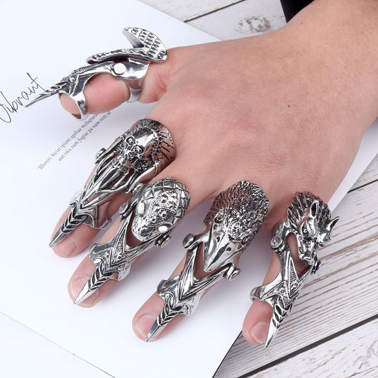 Alloy Long Ring Rock Skull Dragon Joint Bend