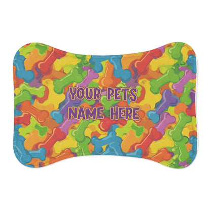 Personalized Colorful Pet Feeding Mat - Customizable with Your Pet's Name